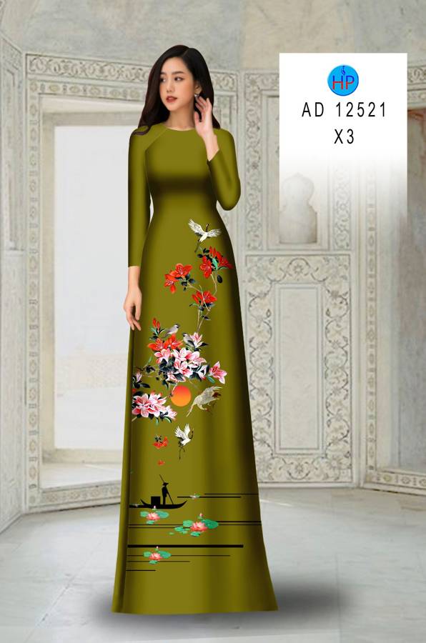 Vải Áo Dài Hoa In 3D AD 12521 5